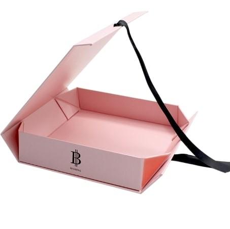 Cardboard Book Shape Luxury Folding Gift Box Ribbon Closure Box CMYK PMS