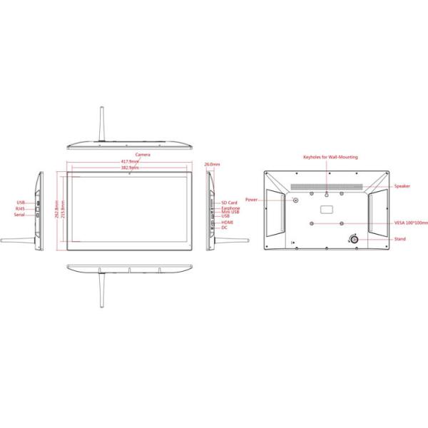 4G LTE Option RK3399 Wall Mounted POE Touchscreen Full HD 17.3 inch Android Tablet