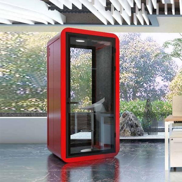 Red Privacy Acoustic Pods Meeting Room Soundproof Office Phone Booth Pods