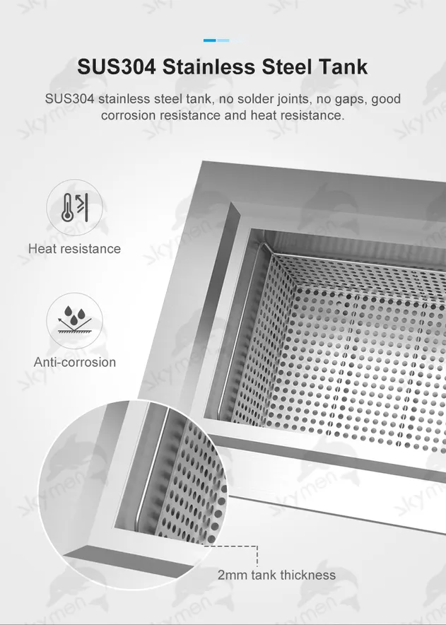 Skymen Custom 38-1500L Industrial Single-Tank Ultrasonic Cleaning Machine for Parts Cleaning