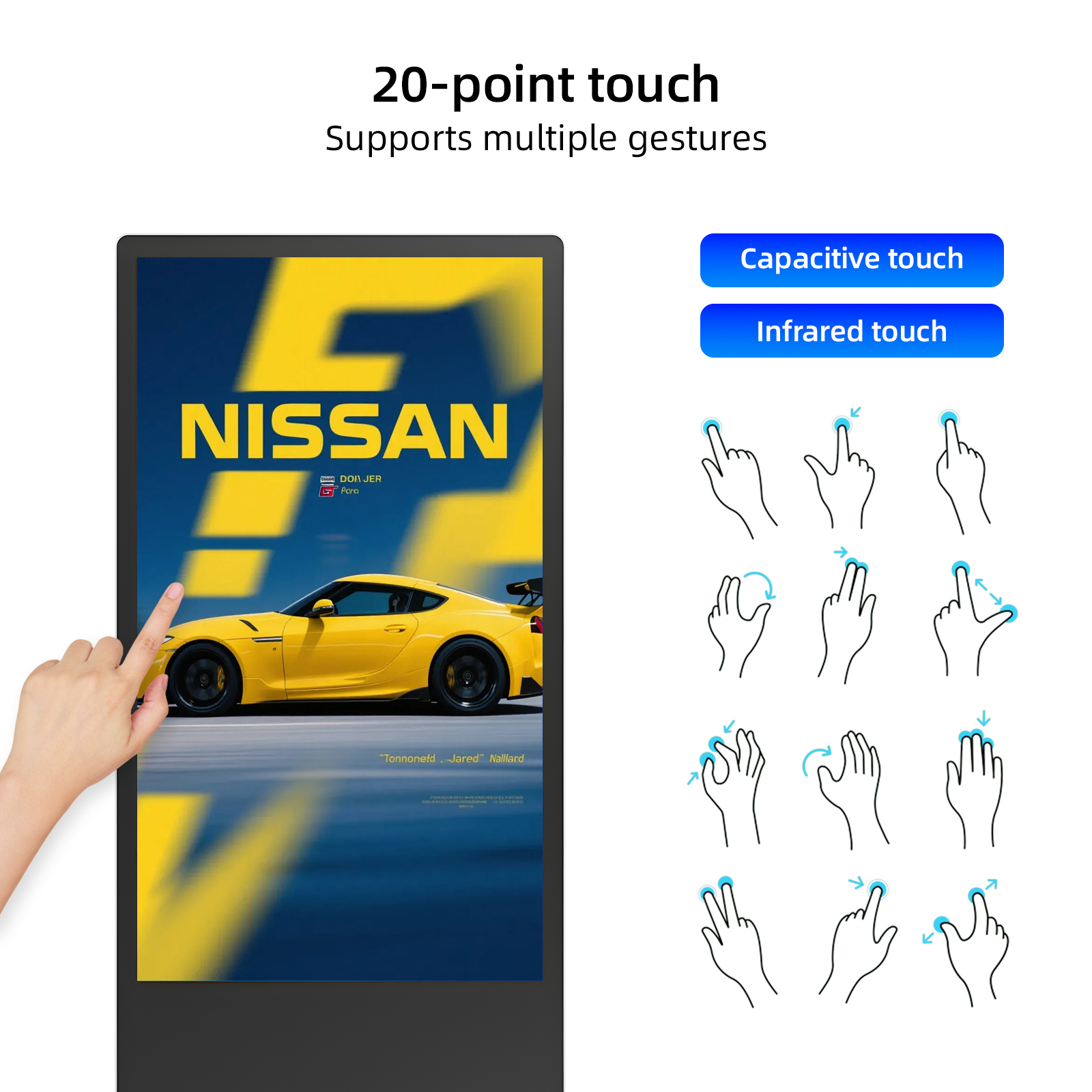 65'' Floor Standing Vertical Kiosk Indoor Advertising Player Display Digital Signage