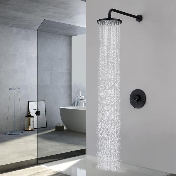 Kingze ceiling shower mixer set bathroom black in wall mounted faucet column rainfall mixer bar shower heads