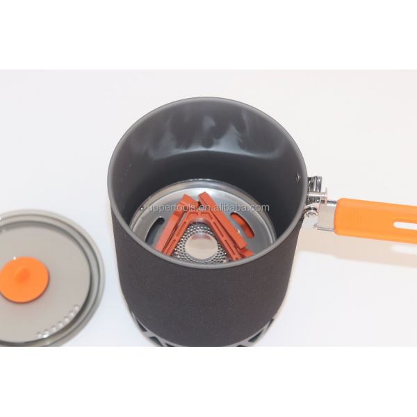 Poly Outdoor Stove Wind-Resistant 1600W Picnic Gas Stove with Integrated Pot and Bowl