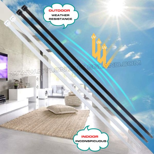 Abraçadeiras 4,8x300mm cinta tira plástica, amarração cabo de nylon 66 ajustável de Ø3,5~80mm (50lbs) para casa, jardim