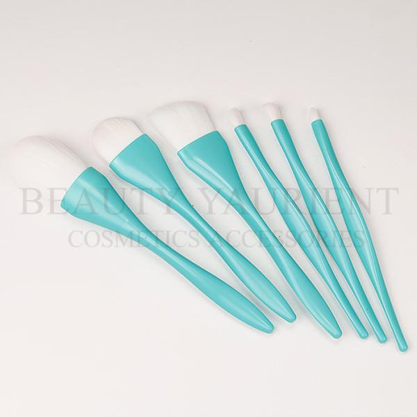 Privated original streamlined deisgn with 6 Pcs Makeup Brush Set of Blue Plastic Handle For Face Makeup brush tools