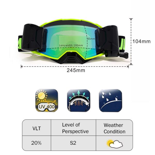 Roll Off System Motocross Goggles with TPU Frame PC Lens in Red/Blue/Black/Yellow