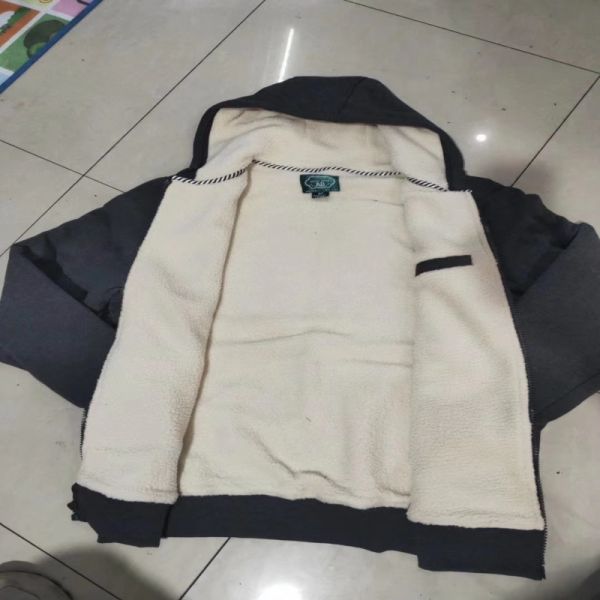 Winter Charcoal Color Mens Sharpa Hoodies Thick Warm Fleece Lined Hooded Coat