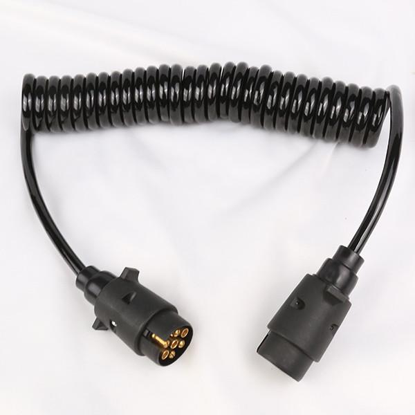 Curly Coiled Electrical Cable 12v N Type 7 Pole Spiral Coil With Nylon Plug