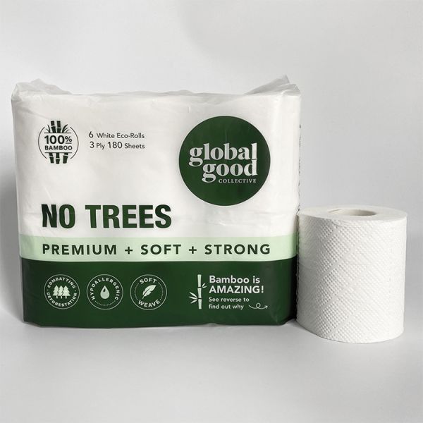 Biodegradable Bamboo Toilet Paper Tissue Roll Unbleached Comfortable Soft Home Use Plain Embossing