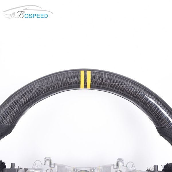 OEM ODM Carbon Fiber Sports Car Steering Wheel Yellow Stripe Plain Weave