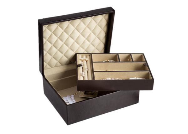 Two Floors Leather Jewelry Box Embossed For Gift Packaging Custom Logo