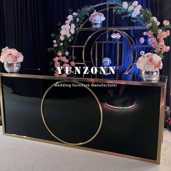 Modern New Wedding Furniture Gold Stainless Steel Acrylic Party bar Table Counter