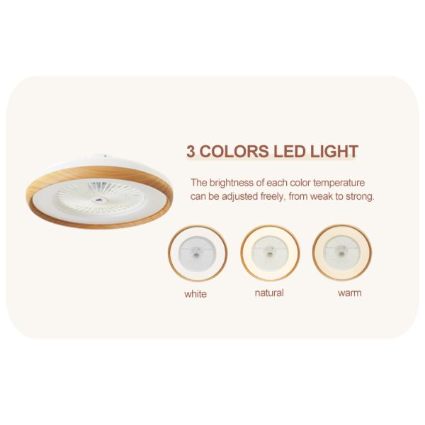 Ventilador de teto LED de design moderno de 23 polegadas com motor DC e controle remoto