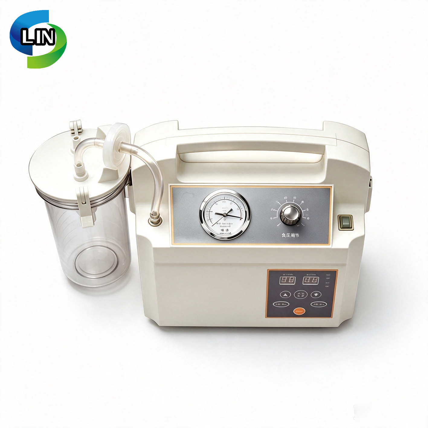 Medical negative pressure aspirator with maximum vacuum degree ≥32KPa (240mmHg), flow rate ≥20L/min, and noise level ≤50dB(A) for surgical and wound suction