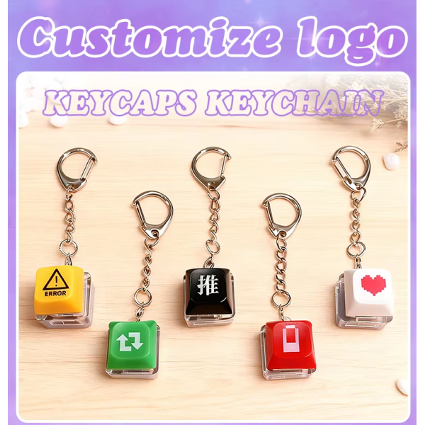 Custom Design Relief Fidget Light Up Keycap Keychain Cute Animal Switch ASMR Sensory Click Stim Toy Led Click