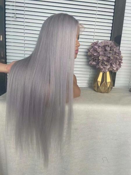 100% human hair wig grey color women hair wig virgin hair wig