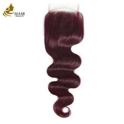 Virgin Ombre 99j Body Wave Human Hair Lace Closure With Baby Hair