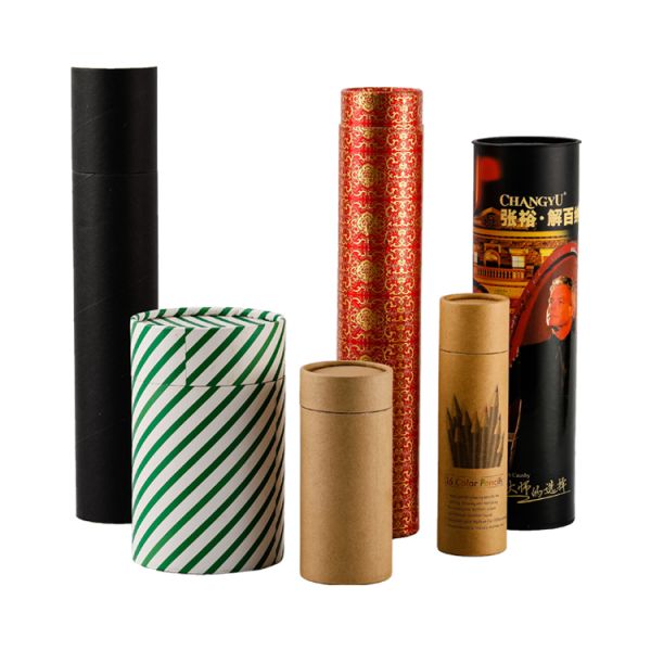 Заказный размер Черный цилиндр из крафт-бумаги Круглый трубный ящик для подарочной упаковки свечей для чая и кофе