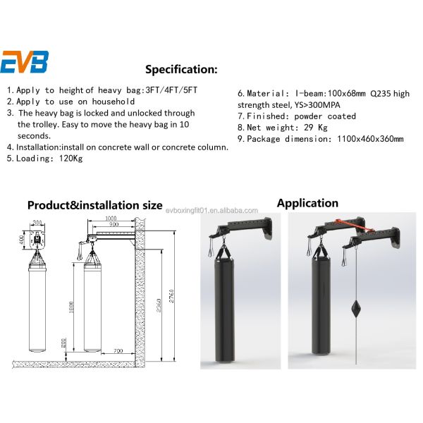 Home Gym 4FT Tall Heavy Bag Rack Wall Mounted Boxing Sandbag Holder