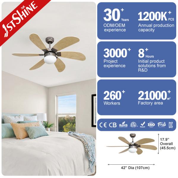 Remote Control Low Watt Ceiling Fan 42 Blade Size 3000K/4500K/6000K Color Temperature
