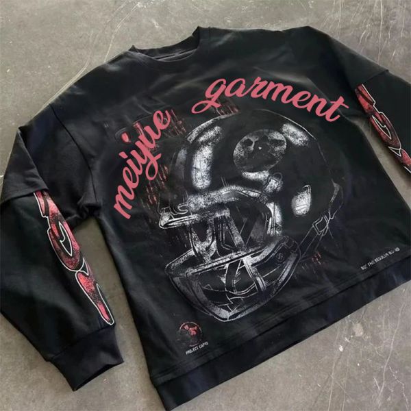 Digital Print Vintage Long Sleeve Tee Graphic Long Sleeve Shirts 220 Grams 250gsm