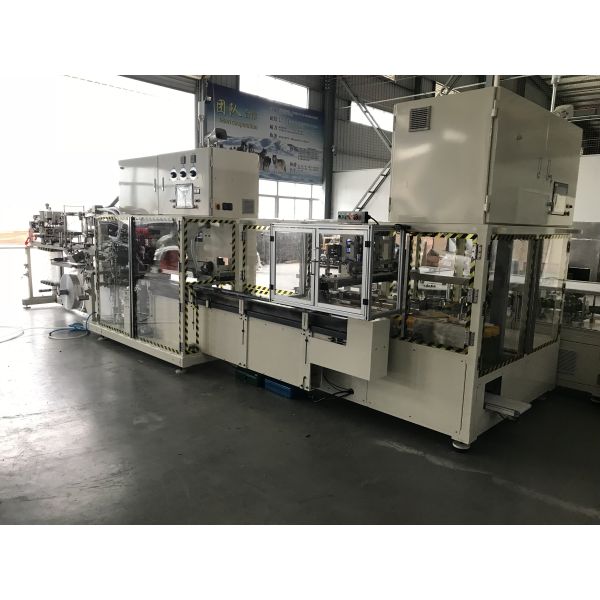 Машина упаковки санитарной пусковой площадки Infeed управлением PLC двойная