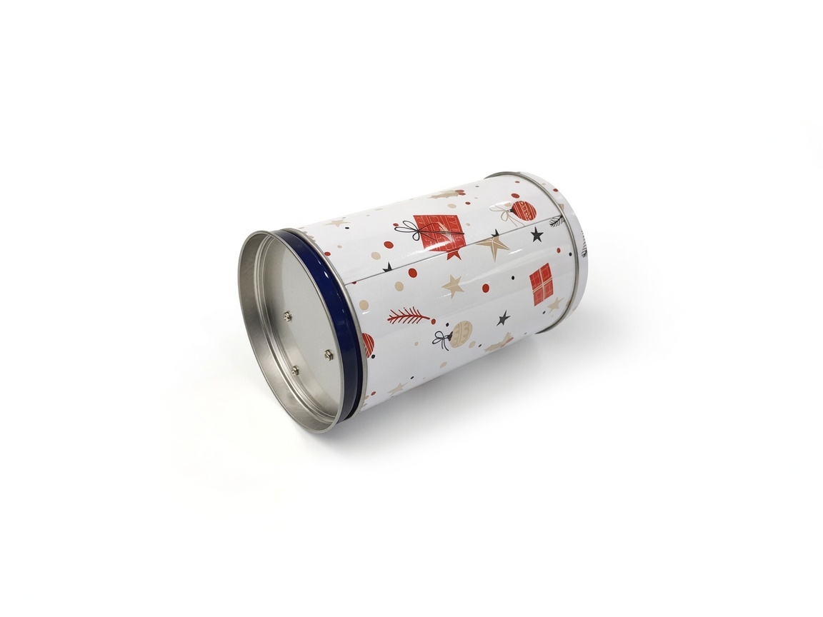 Dadi Customized with Music Cylindrical Metal Storage with Lid Round Rotatable Tin Can for Cookies, Snacks & Gift Packaging