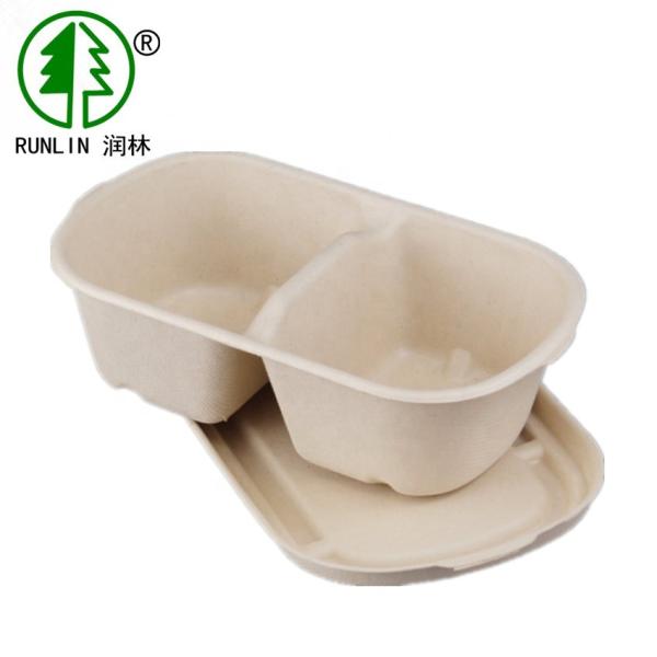 Caixas amigáveis descartáveis biodegradáveis do empacotamento de alimento de Eco da fibra de planta dos utensílios de mesa da cor natural