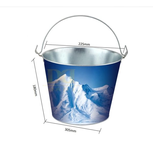 DADI 5L Round Metal Tin Ice Bucket With Custom Logo for 6 Bottles Beer
