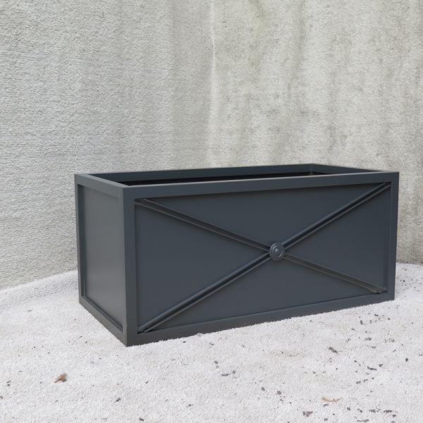 Factory Outlet Customized Planter Pot Commercial Street Flower Box Garden Furniture Rectangular Steel Flower Pot