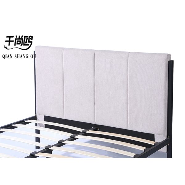 Linen 4ft Upholstered Bed Frame High Headboard European Style