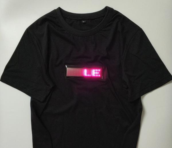 wholesale Programmable rolling message Couple LED Flashing T-Shirt Night Club Wear power supply by 2pcs CR2032 batteries