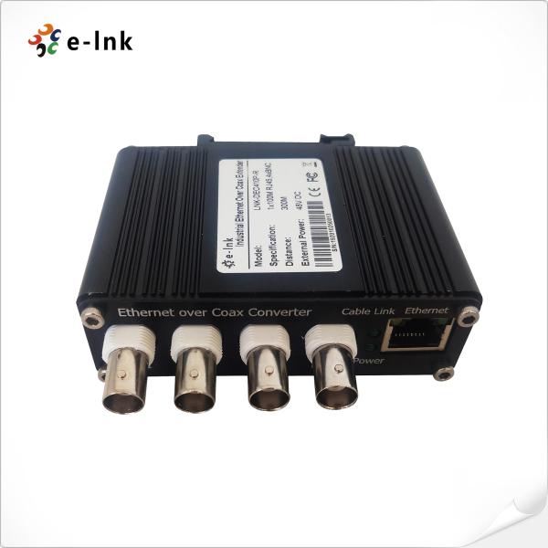 DIN-Rail Ethernet over Coax Receiver with 4-Channel Input and PoC Function