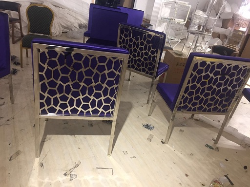 Leisure Golden Stainless Steel Velvet covered Dining Chair upholstered