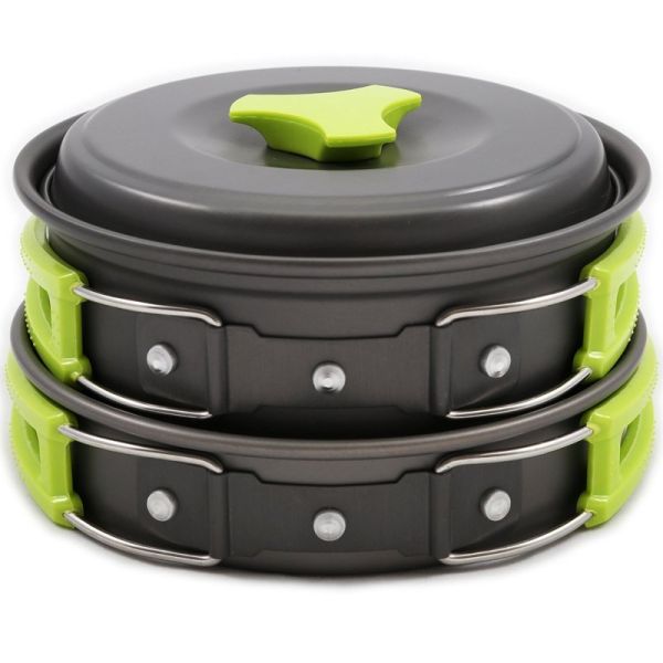Picnic Accessories 2-3 Person Outdoor Camping Pot Set with Aluminum Cookware Mess Kit