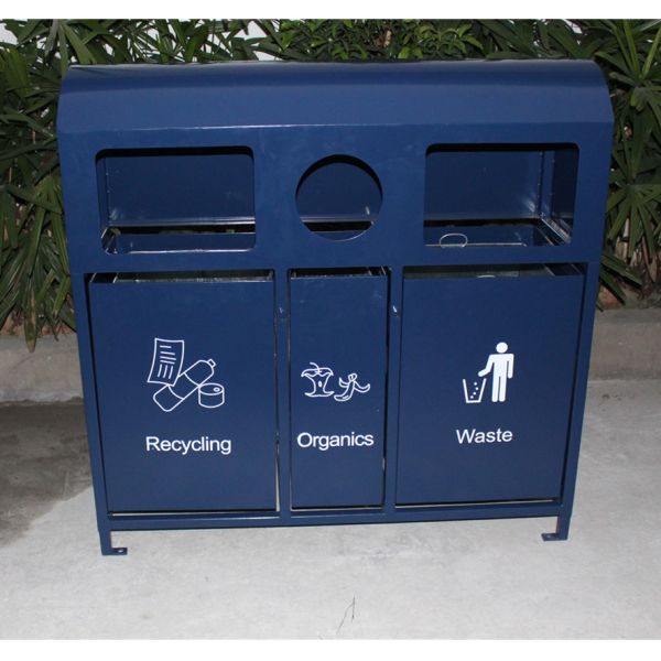 Heavy Duty Outdoor Garbage And Recycling Bins With Sandblasting Zinc Spraying Finish