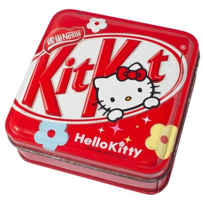 Recipientes coloridos dos doces do folha-de-flandres do metal de Hello Kitty com tampa