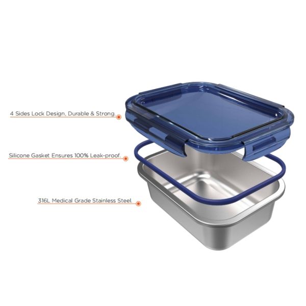 IKOO Microwave and Oven Safe Stainless Steel 304 or 316 Food Storage Container with BPA-free PP Lid