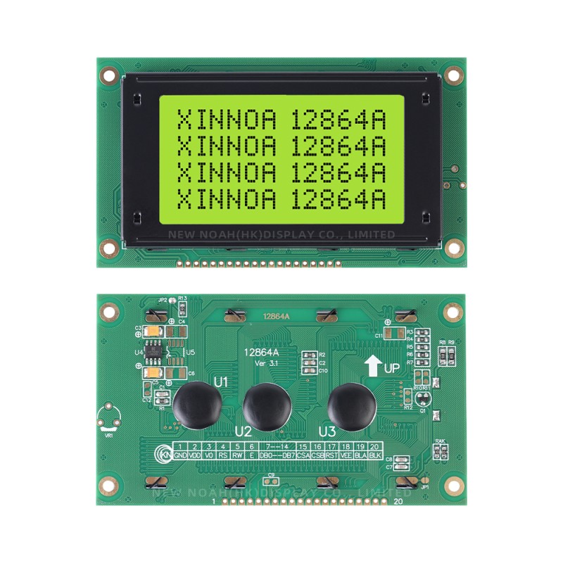 Yellow Green Film 12864A 20PIN SBN0064 Controller Parallel Port For Arduino 128X64 Graphics LCD