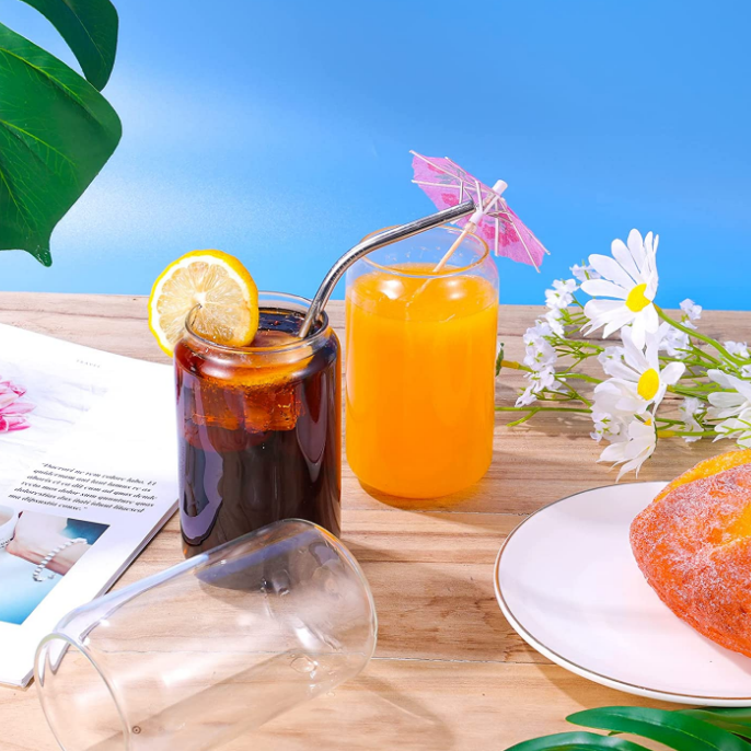 tazas de cristal de pared doble Beercan de las tazas de cristal claras de 400ml 13.5oz para el café helado