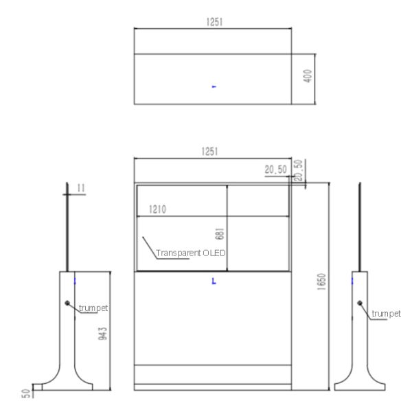 Transparent OLED Display 55 Inch with Optional Full Lamination (<100m) AR Coating Capacitive Touch Indoor Use