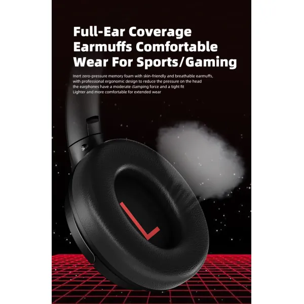 Lenovo TH40 Wired Over Ear Headphones Black Folding Stereo Headphones