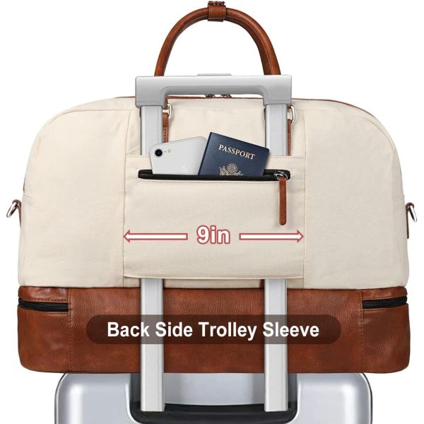 3 In 1 Large Capacity Canvas Leather Weekender Bag Multifunctional Design OEM ODM
