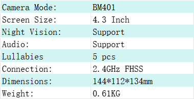 4.3 Inch Video Baby Monitor Mount Wireless HD Night Vision Baby Rest Monitor