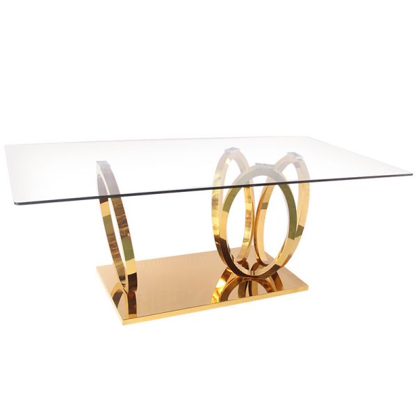 East West Furniture Dublin Intersected Circle Rectangular Dining Table