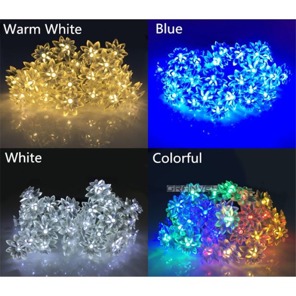 Lotus Flower Solar LED Christmas Lights 6M 30 LED Garden Decorations Easy To Install
