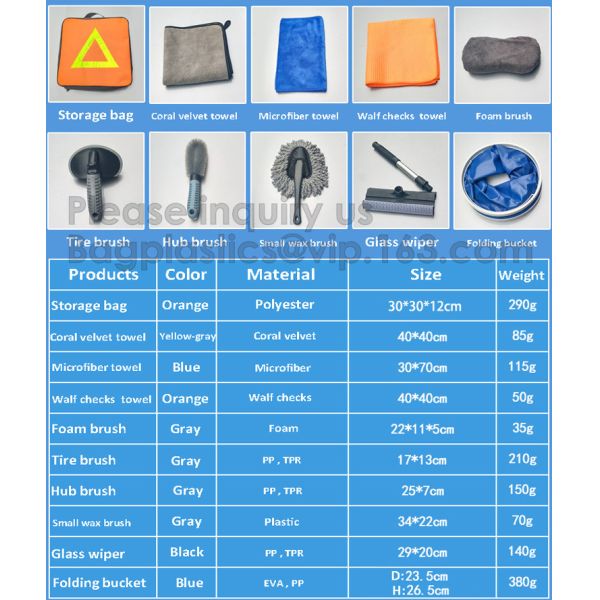 Car Clean Accesories Car Washing Cleaning Set 7 In 1 Portable Car Wash Kit, Brush Mop, Microfiber Car Towel