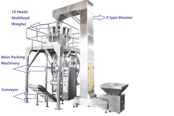 Fully PLC Multihead Weigher Packing Machine For Peanut / Dry Fruits / Corns With Vacuum Sealing