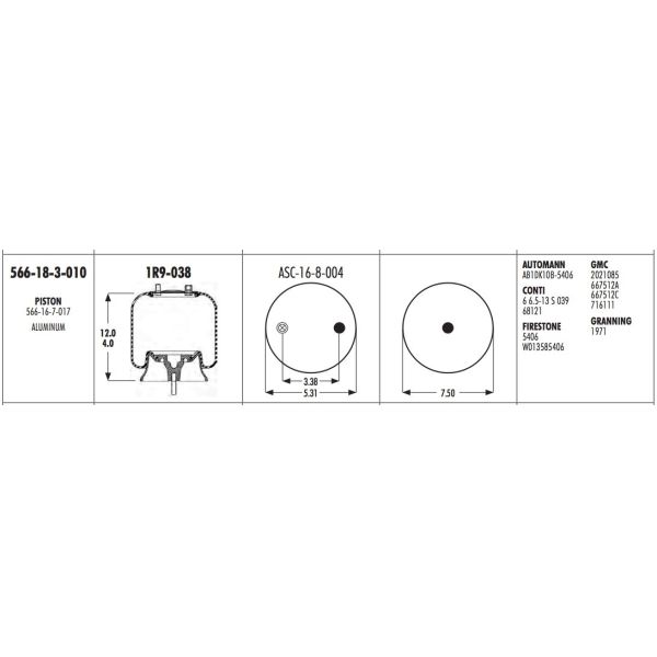 1R9-038 Goodyear Air Spring Flexmember  566-18-3-101 For GMC 2021085