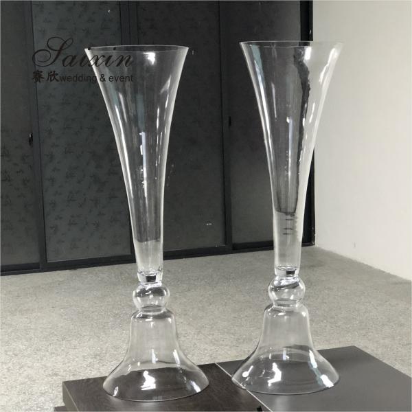 80cm Alto Trombeta Reversível Arranjo de Flores Porta Vaso de Vidro Decoração de Casamento